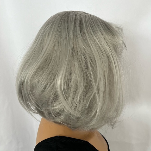 Silver Grey Color โPut On & Goโ Synthetic Wig with Bangs for Events or Cosplay - Picture 4 of 10